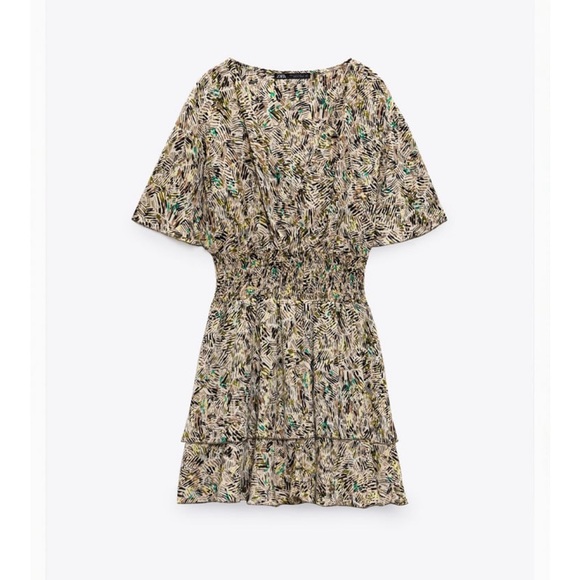 Zara, printed elastic waistband dress. - Picture 1 of 7